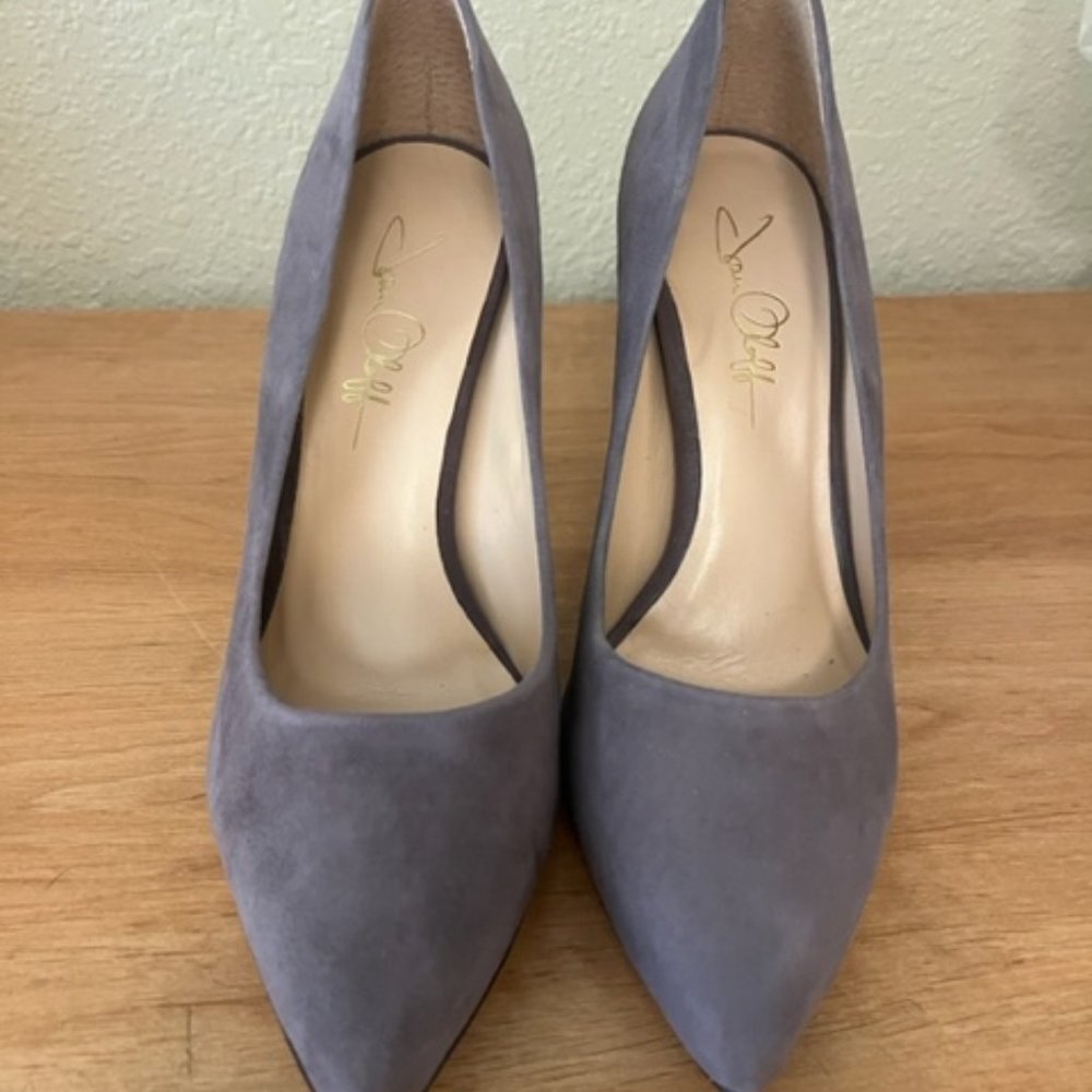 Joan Oloff Suede Pump, Size 9M, taupe/grey